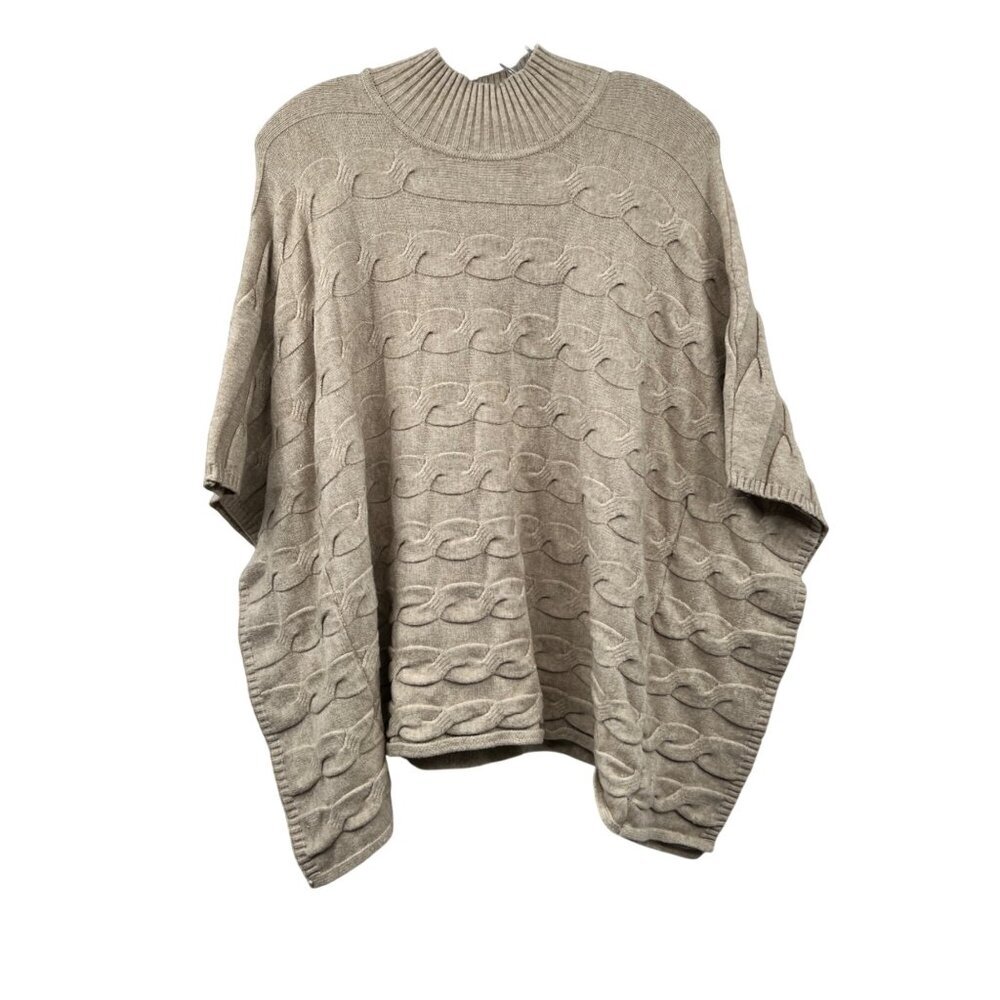 Cyrus Womens Poncho Sweater Half Sleeve Beige Size Small